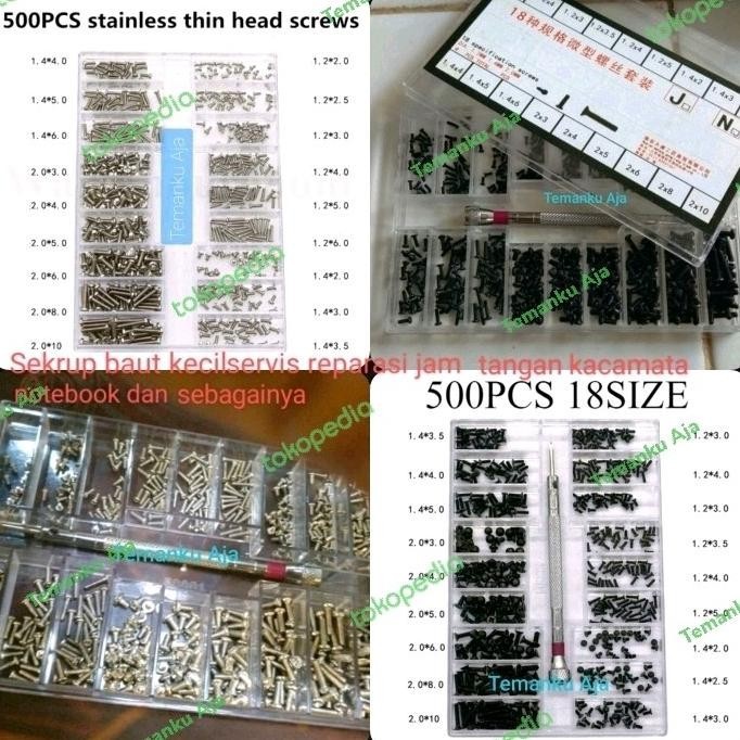 Sekrup Baut Kecil Mikro + Obeng Servis Reparasi Kacamata Jam Tangan