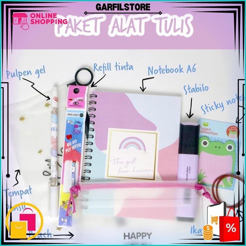 

Paket Alat Tulis 8In1 / Stationery Set Fancy / Alat Tulis Set / Stationery Set. Sale