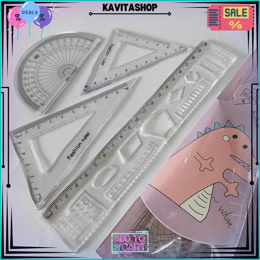 

Azka_Niam Satu Set ( 4 Pcs ) Penggaris Set Dompet Karakter Lucu 4 In 1 20 Cm Sale