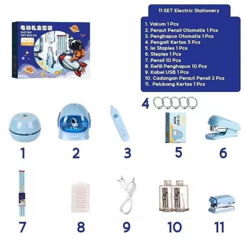 

KT78 11 in 1 Alat Tulis /Elektrik Rautan Penghapus Vacuum Pensil Anak Alat Perkakas Belajar Anak Perempuan Kado Electric Stationery Set Hemat