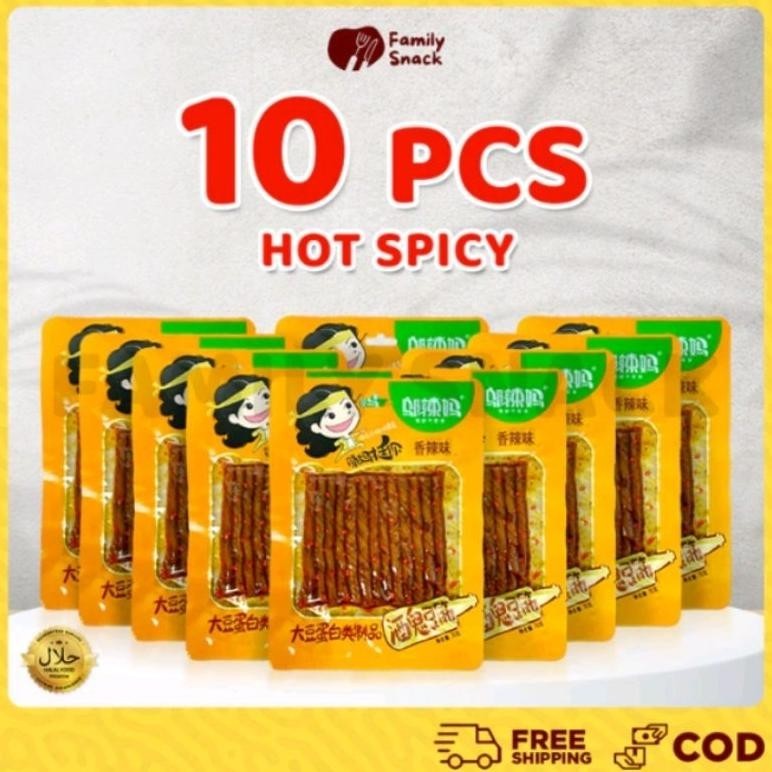 

GA24 Latiao Family Snack[BPOM] - [10 pcs][HALAL] Wulama Gluten Latiao Snack a Vegetarian Food | Wulama Gluten Chinese Snack Kembang Tahu Hemat