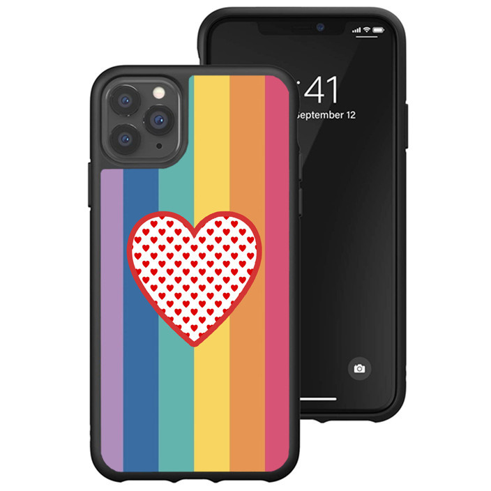 Hybrid Case iPhone 15 14 13 12 11 Pro Max Plus Mini XR Happy Love Rainbow FRL0255