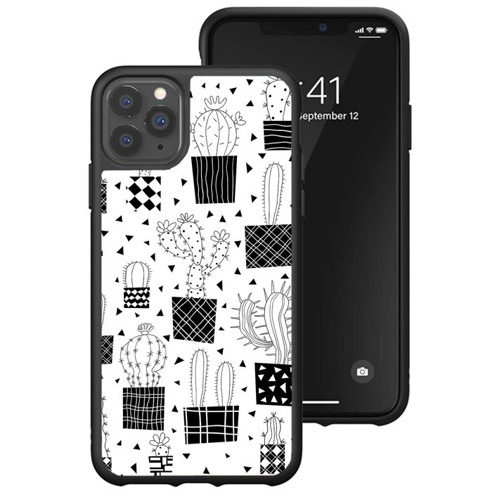 Hybrid Case iPhone 15 14 13 12 11 Pro Max Plus Mini XR Cactus Floral YDH0102