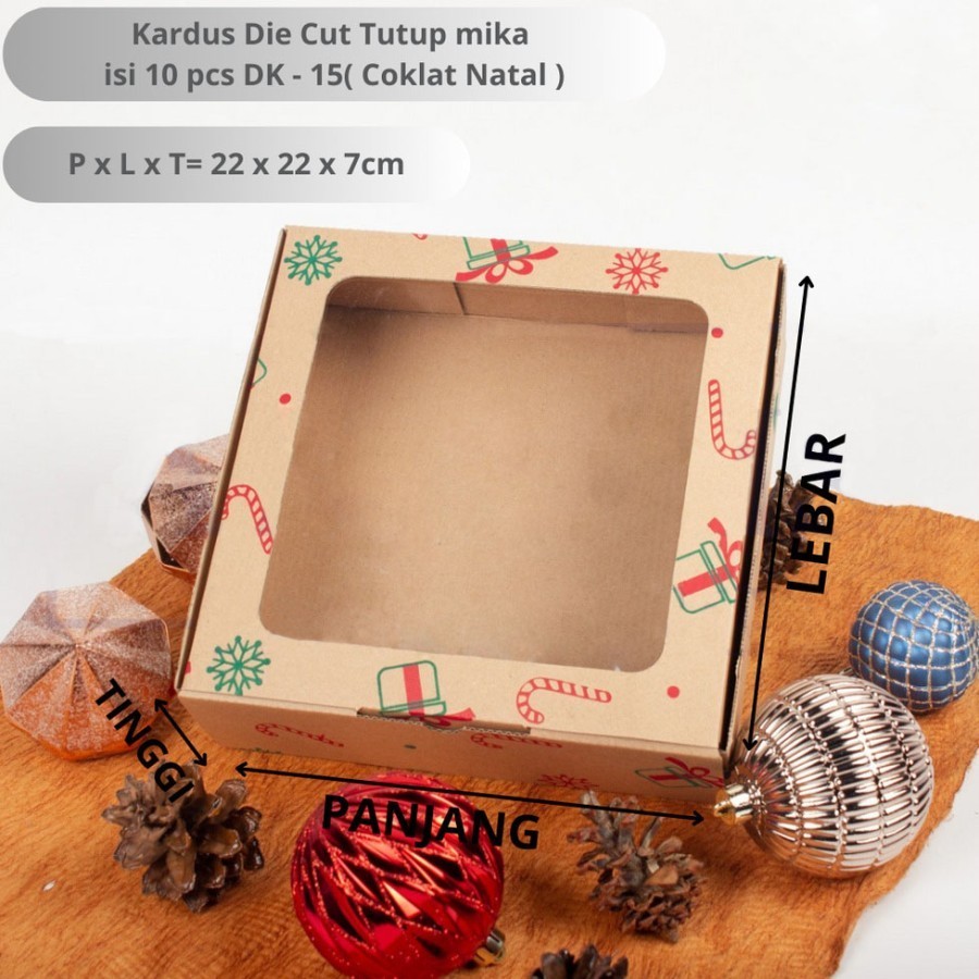 

Kardus Die Cut Cake Box Kotak Kue Coklat Natal size 22 x 22 x 7 cm harga per 10pcs kotak dus unggul box packaging
