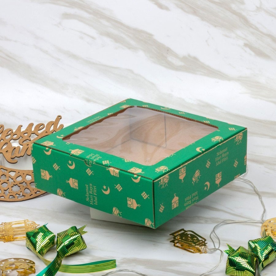 

Kardus Die Cut Cake Box Kotak Kue Idul Fitri size 22 x 22 x 7 cm harga per 10pcs kotak dus unggul box packaging