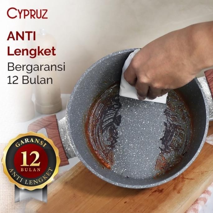 [Ready Stock] Cypruz Set Elegant Panci Fry Wok Pan Marble Coating Pan