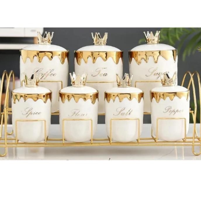 [Promo] Latvia Tempat Bumbu Keramik Set Tempat Gula Kopi Teh Keramik Satu Set