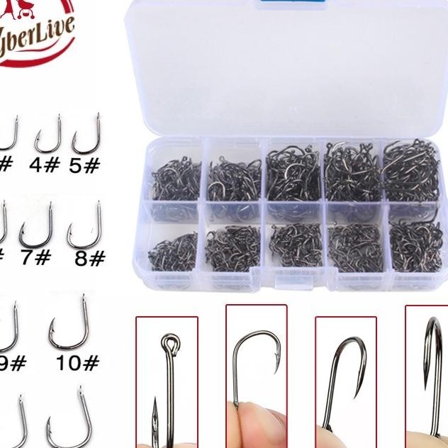 Kail Pancing Set 300Pcs 600Pcs Mata Kail Pancing Aneka Fishing Hook Ten Division Untuk Air Tawar Dan