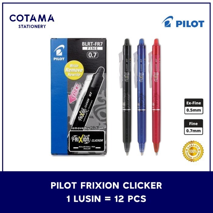 

Ready Pulpen Pilot Frixion Clicker Erasable 0.5/0.7 mm - 1 lusin isi 12 pcs