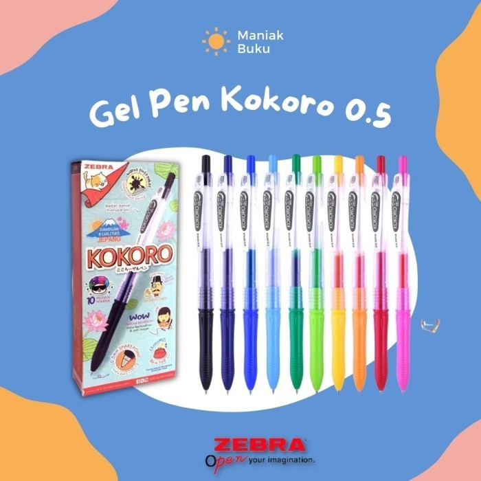

Ready MB Zebra Pulpen Gel KOKORO 0.5mm 12pcs Hitam / Pulpen Gel Kokoro