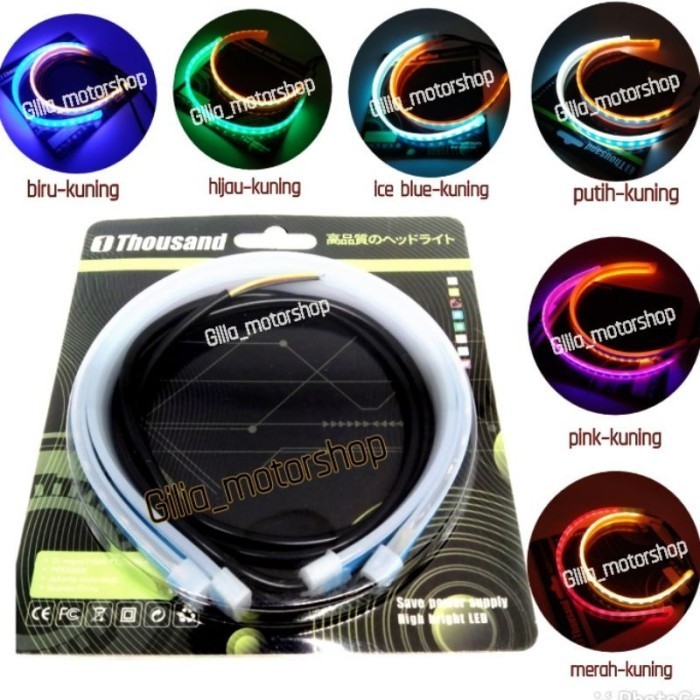 Lampu Alis Led Running 32 Cm Variasi Lampu Depan Motor Mobil 2 Warna