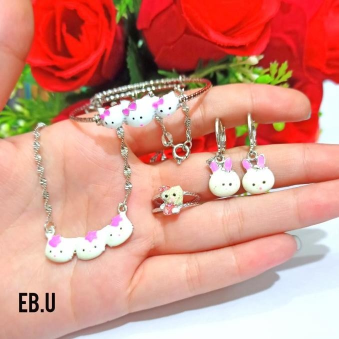PL1989 Set Anak 1 Set Kalung Gelang Anting Cincin Lapis Emas