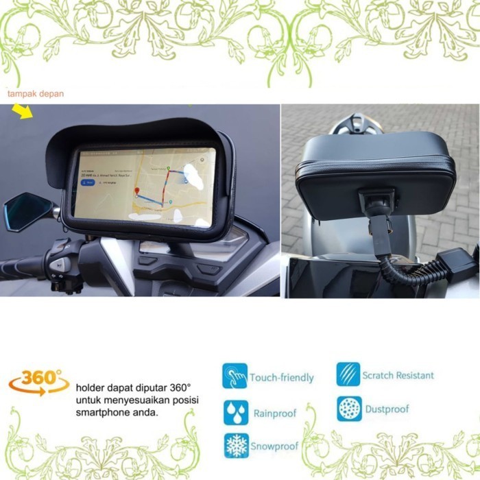 Holder Hp Waterproof + Kanopi Pasang Spion Motor Size Xl (7In)