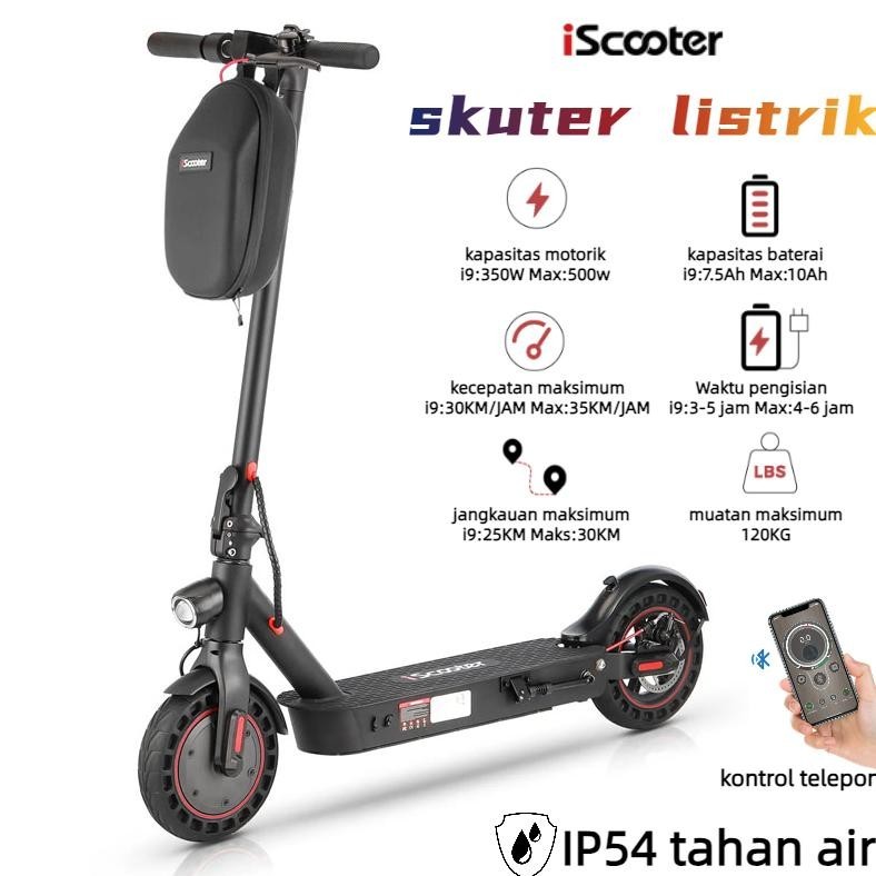 iScooter MAX Skuter Listrik 10 Inchi Electric Lipat Listrik 500W 30km/h Dewasa Remaja Portabel Folda