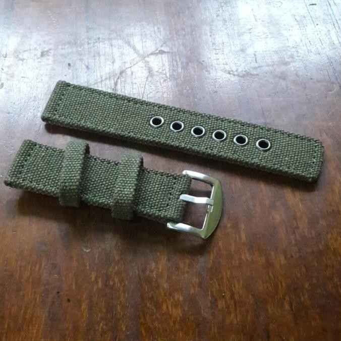 tali jam tangan kanvas military - 24mm - hijau army