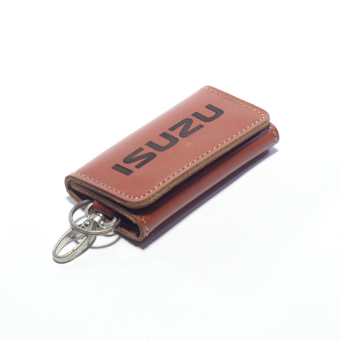Dompet Stnk Kulit Lipat Tiga Mobil Isuzu - Gantungan Kunci Kulit Tan