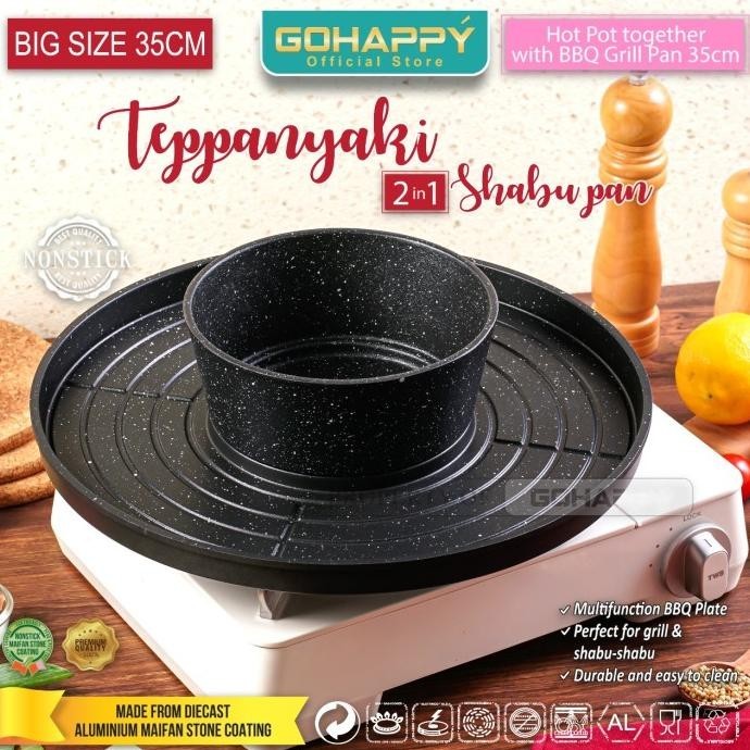 [Ready Stock] Panci Tepannyaki Alat Panggang 35Cm Barbeque Grill Kuah Shabu Saucepan
