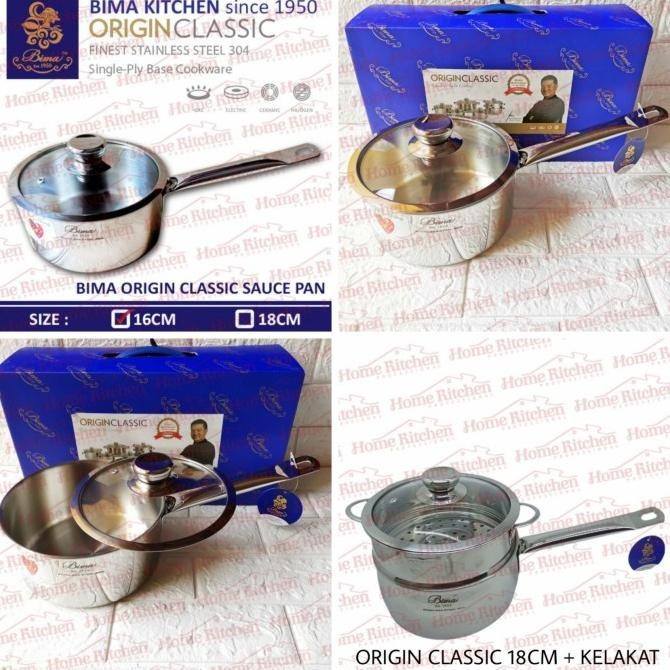 [Promo] B2001116 B2001116 Bima Origin Classic Sauce Pan Stainless 16Cm 18Cm
