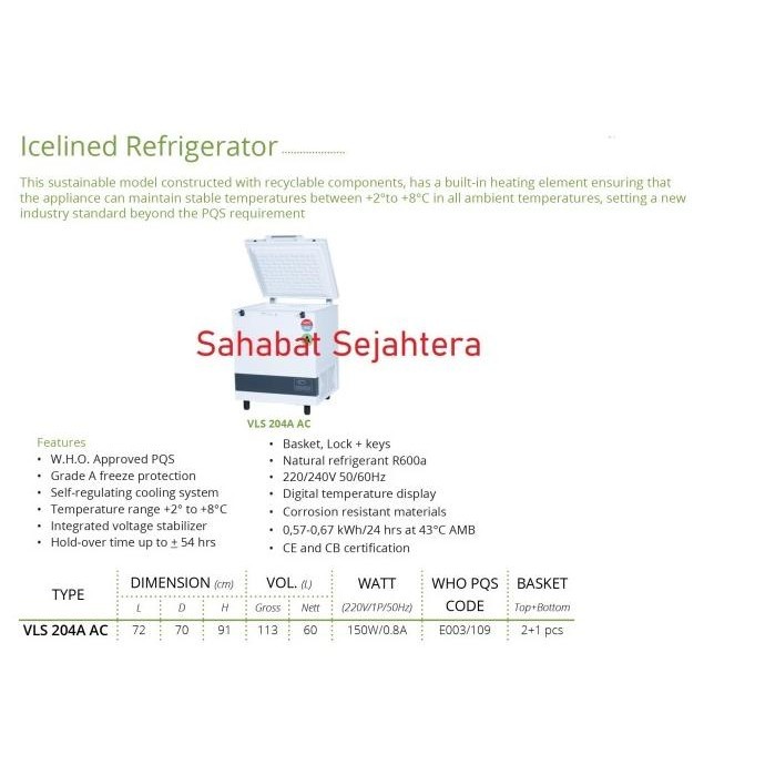 [Promo] Freezer Icelined Refrigerator Gea Vls-204A-Ac Pendingin Farmasi