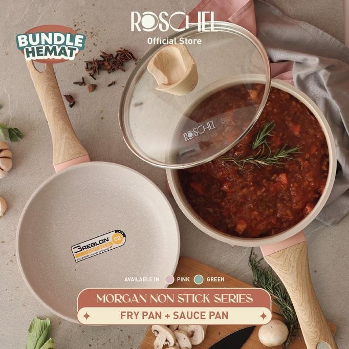 [New] Roschel Morgan Frypan 22Cm Saucepan 18Cm Panci Greblon Anti Lengket