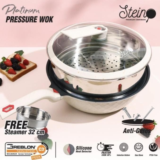 [Baru] Stein Cookware Platinum Pressure Wok 32 Cm / Stein Panci Presto