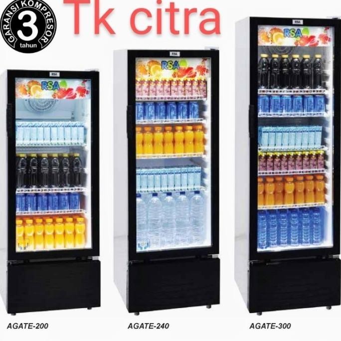 [Ready Stock] Promo Murah Showcase Rsa Agate 200 Display Cooler 1Pintu Botol Minuman