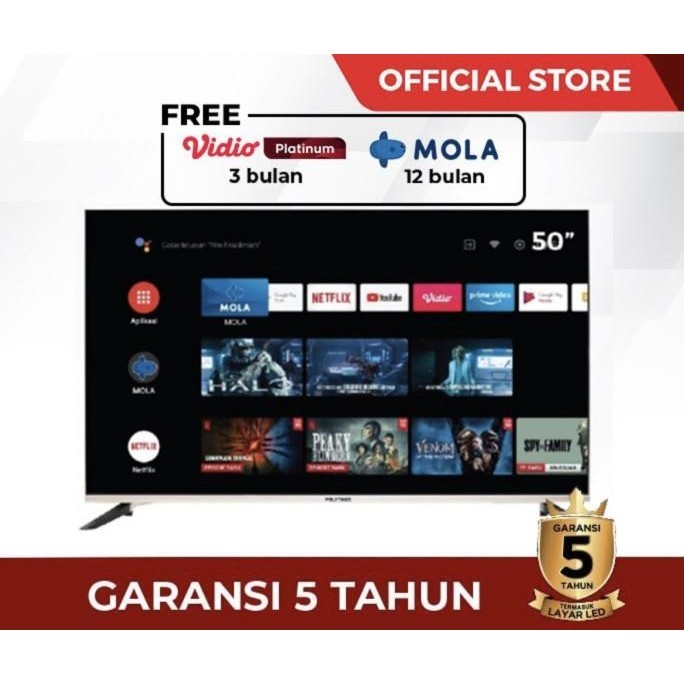 [Garansi] Polytron Smart Android Tv Led 50 Inch Ug5595