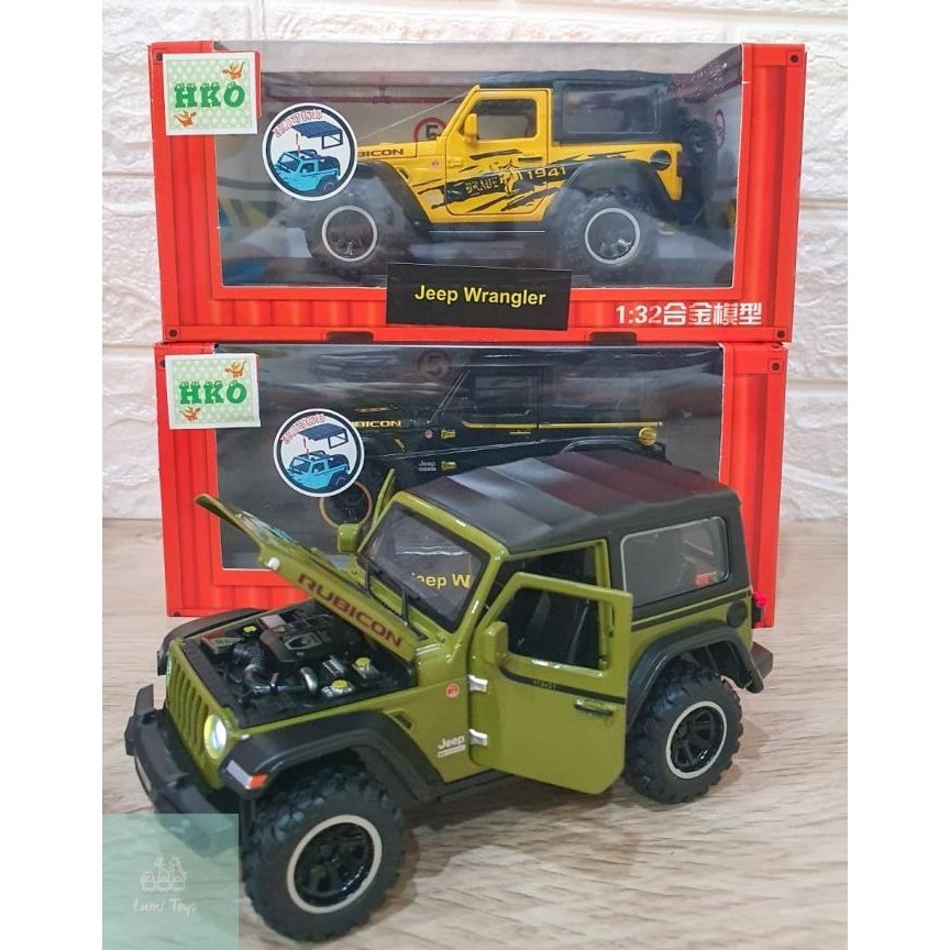 Diecast Mobil Jeep Wrangler Rubicon Pullback Lampu Suara 1:32 Cz13