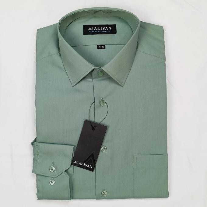 Kemeja Pria Alisan Lengan Panjang Warna Hijau Sage