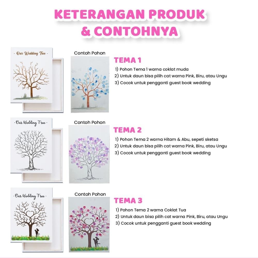 

GB29 Kanvas Wedding Tree Fingerprint Guest Book 40x60 cm Canvas Lukisan Pohon Sidik Jari Finger Print Buku Tamu Pernikahan Wedding Invitation Tema Biru, Pink, Ungu, Merah, Rainbow Termurah