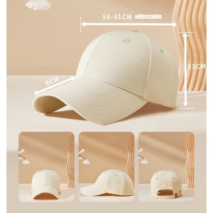 Sale Topi Baseball Polos Pria Wanita Dewasa Bisbol Cewek Warna Putih Cream