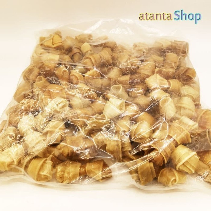 Knot Bone - 2.5" Rasa Natural Isi 100Pcs Tulang Kulit Cemilan Anjing