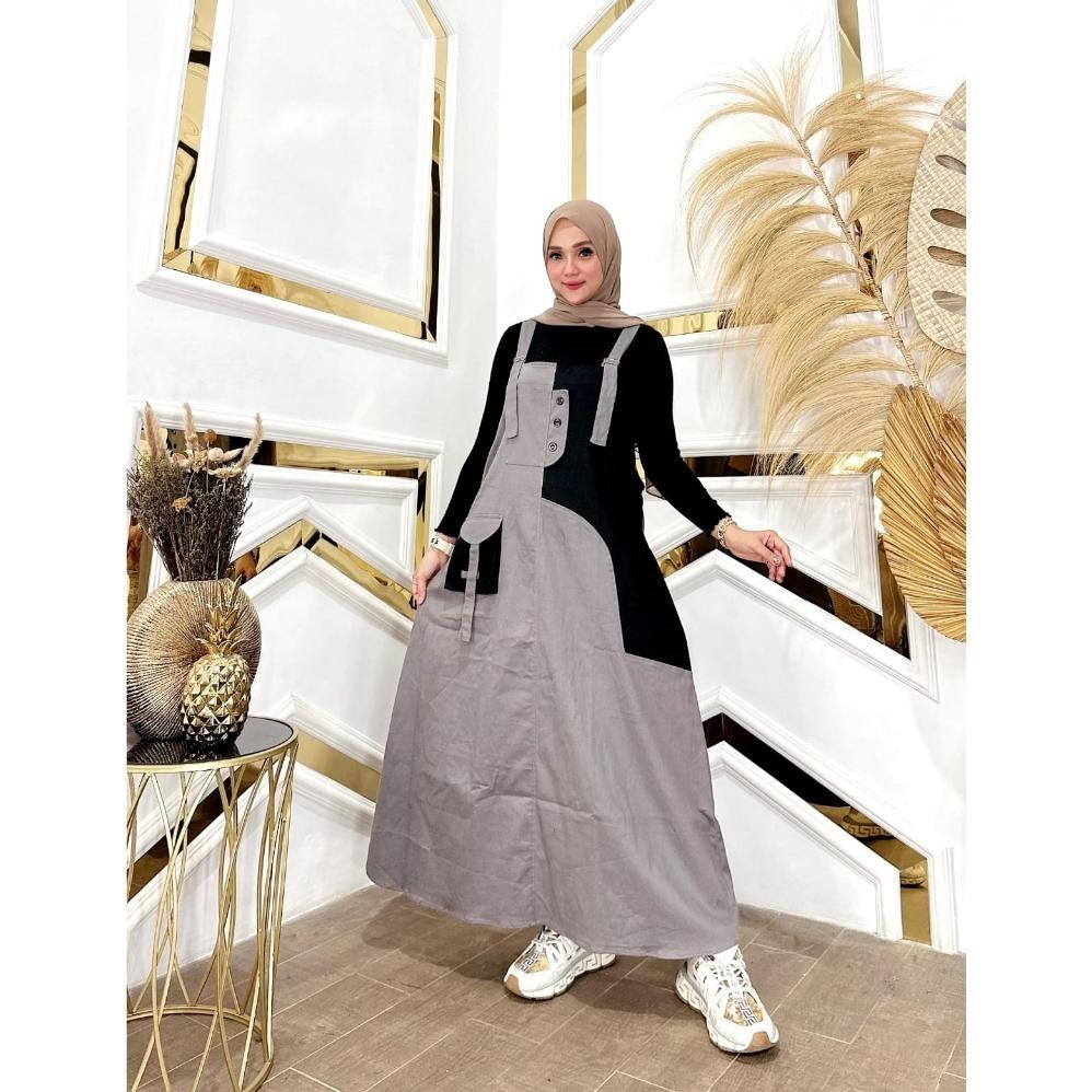 Sale Jinny Overall Cargo Jumpsuit Wanita Terbaru Bahan Katun Import Panjang Maxi Dress Muslim Kekini