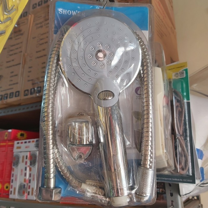SHOWER KAMAR MANDI SET HAND DAN SELANG STENLIS 1/2IN