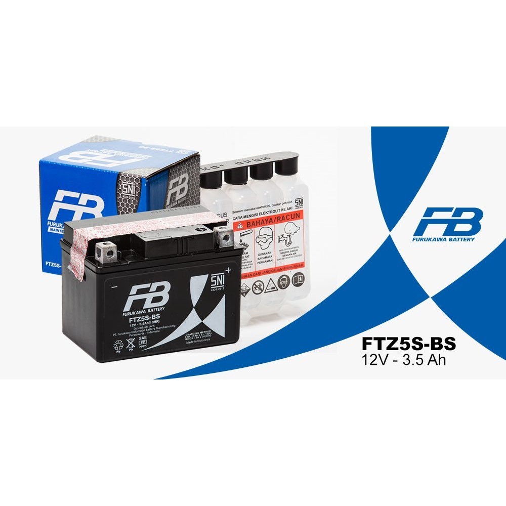 aki kering motor FB furukawa FTZ5S-BS honda beat supra x