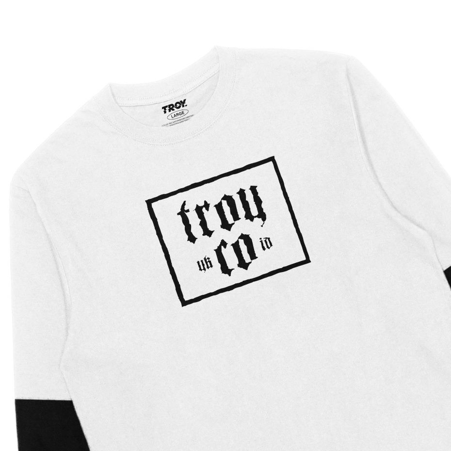 Troy Company Double Layer Longsleeve Tshirt Putih Hitam YK ID DS 2562