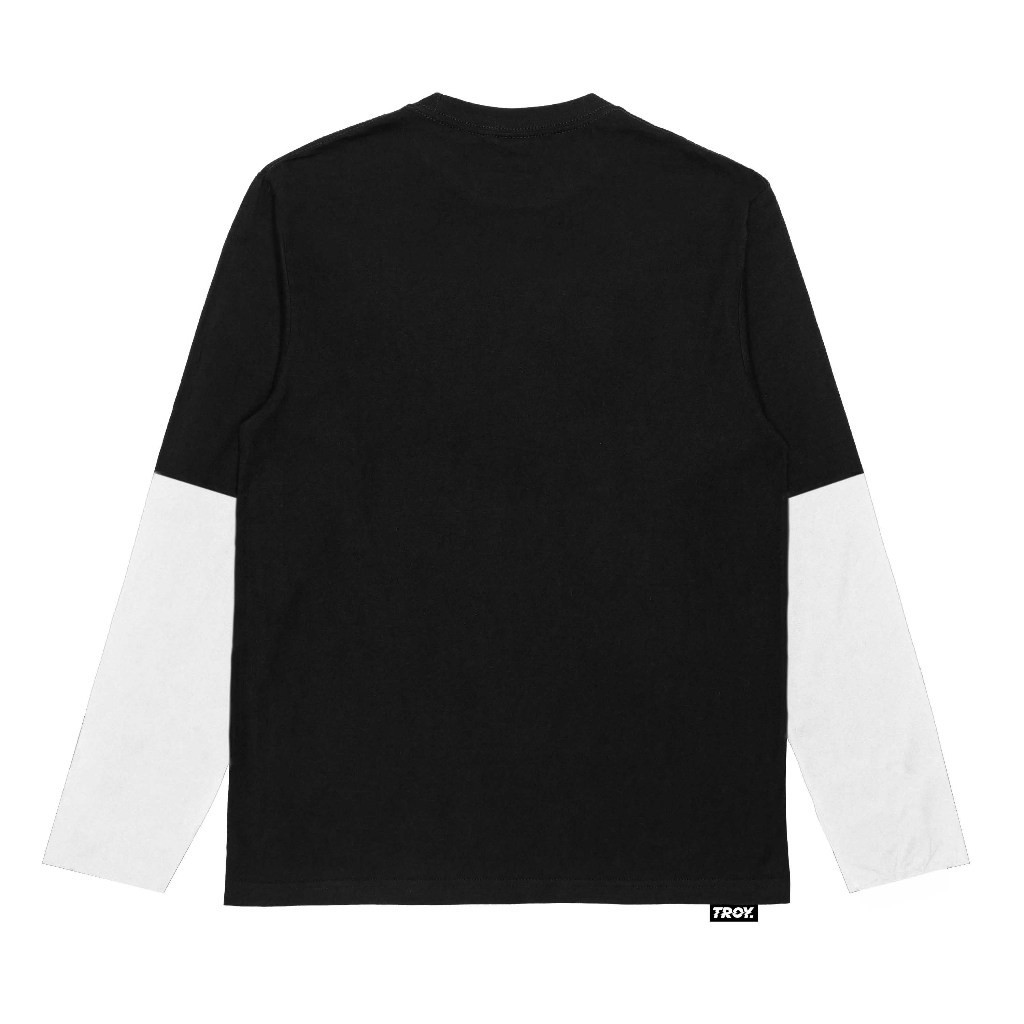 Troy Company Double Layer Longsleeve T-shirt Hitam Putih Bleesed Depression DS 2446