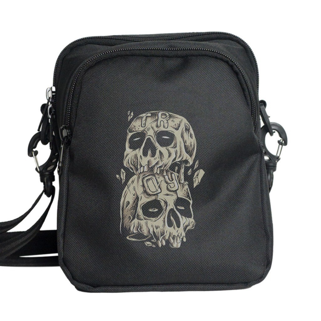 Troy Company Sling Bag Daily Black Pile Of Skulls - Slingbag Hitam Tas Selempang Hitam SBD 2187