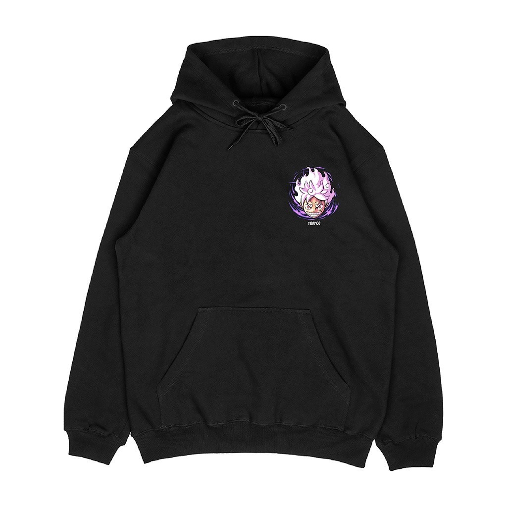 Troy Company Hoodie Hitam One Piece Luffy Gear Five KH 2380