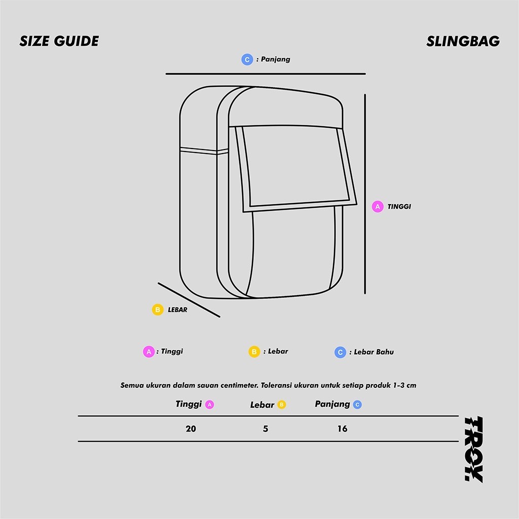 Troy Company Sling Bag Hitam SB 1999