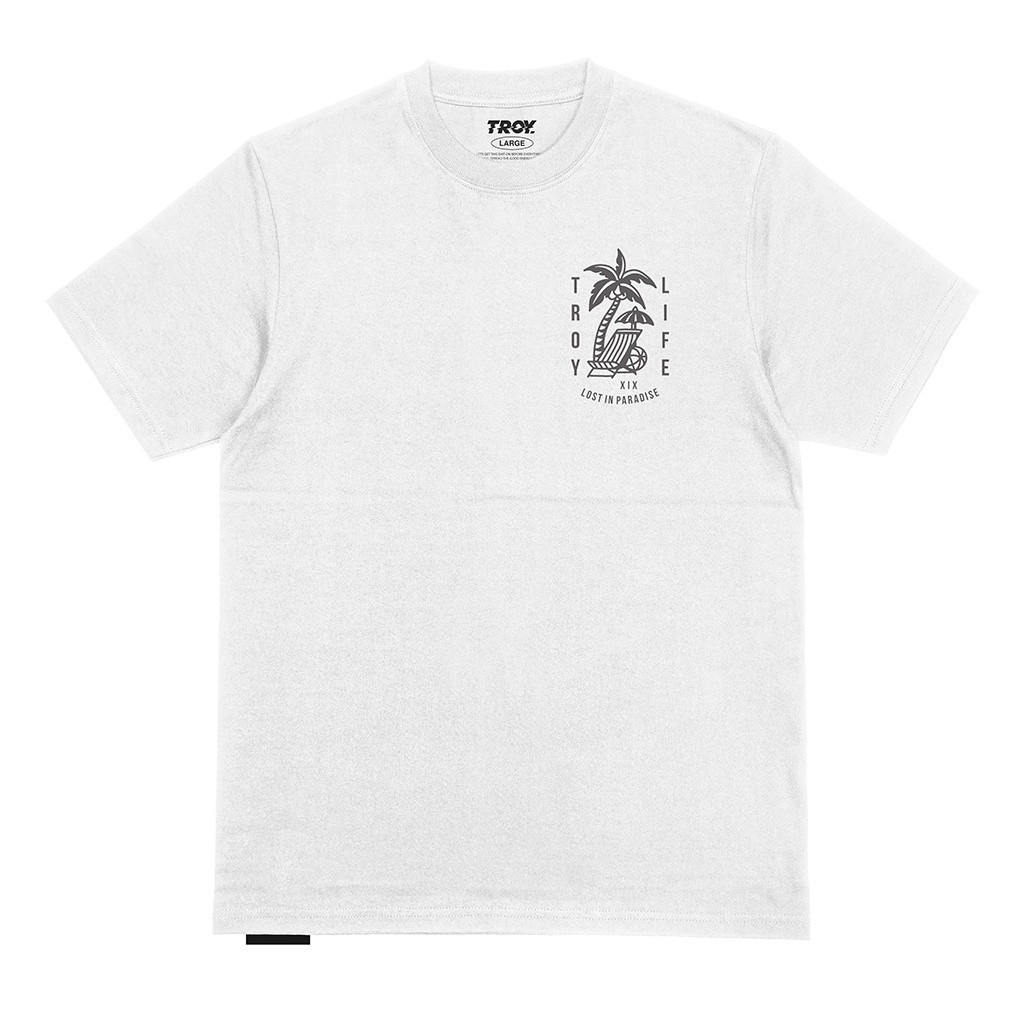 Troy Company Tshirt White Lost In Paradise - Kaos Pria Lengan Pendek Putih MT 2342