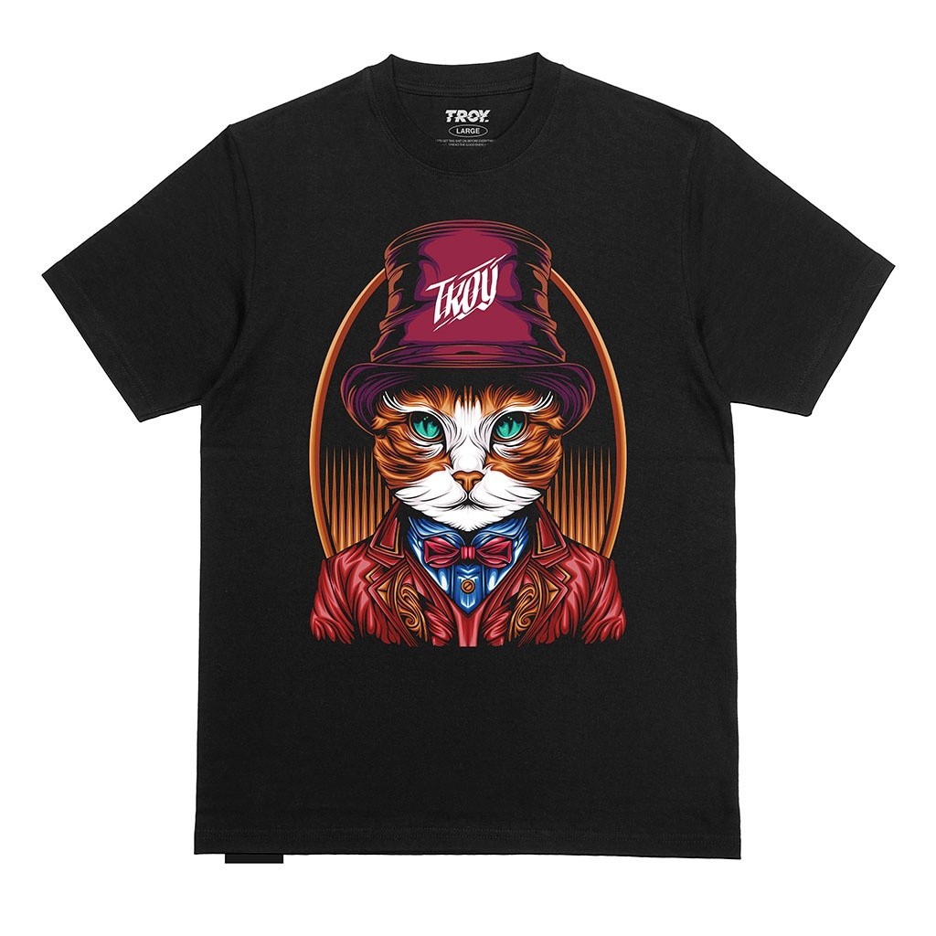 Troy Company Tshirt Regular Black Cat Magician - Kaos Pria Hitam MT 2363