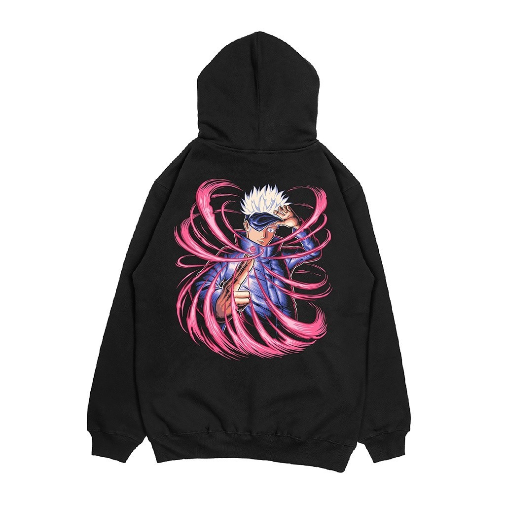 Troy Company Hoodie Hitam Jujutsu Kaisen Satoru Gojo KH 2382