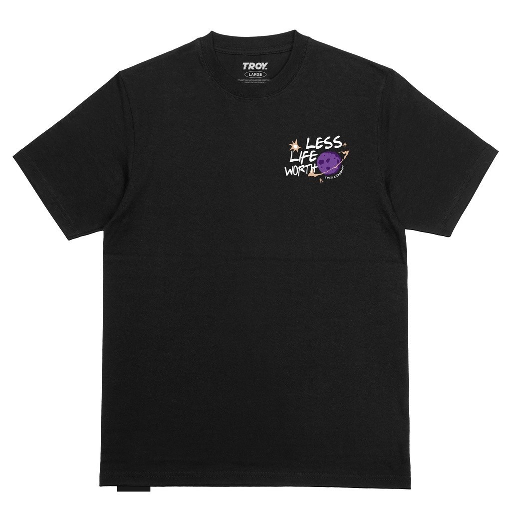 Troy Company Tshirt Black Less Life Worth - Kaos Pria Lengan Pendek Hitam MT 2293