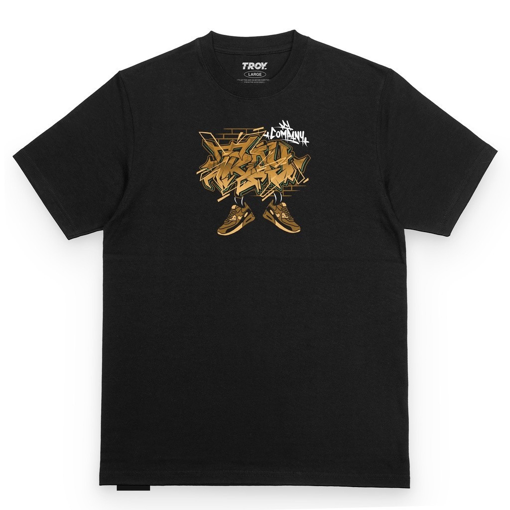 Troy Company Tshirt Black Graffiti Shoes - Kaos Pria Lengan Pendek Hitam MT 2163