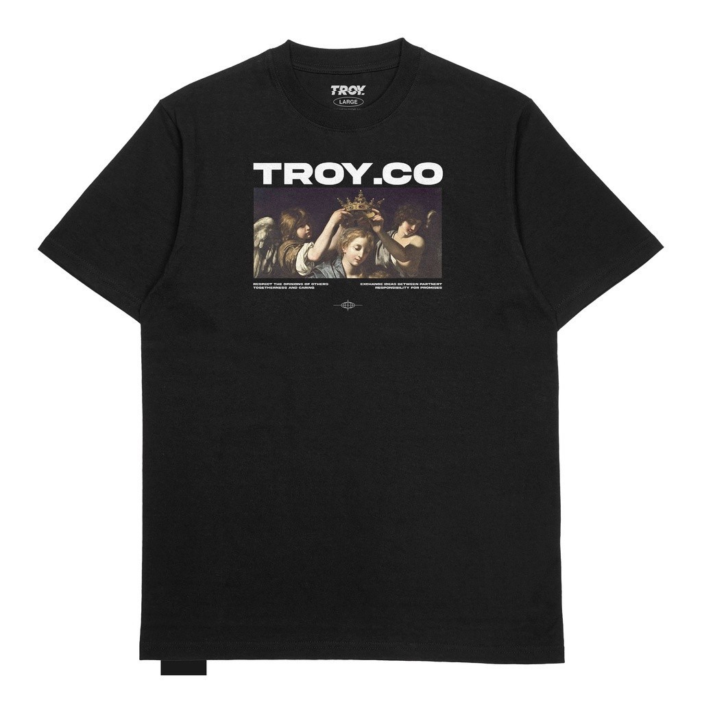 Troy Company Tshirt Black Virgin and Angels - Kaos Pria Hitam Lengan Pendek MTD 2117