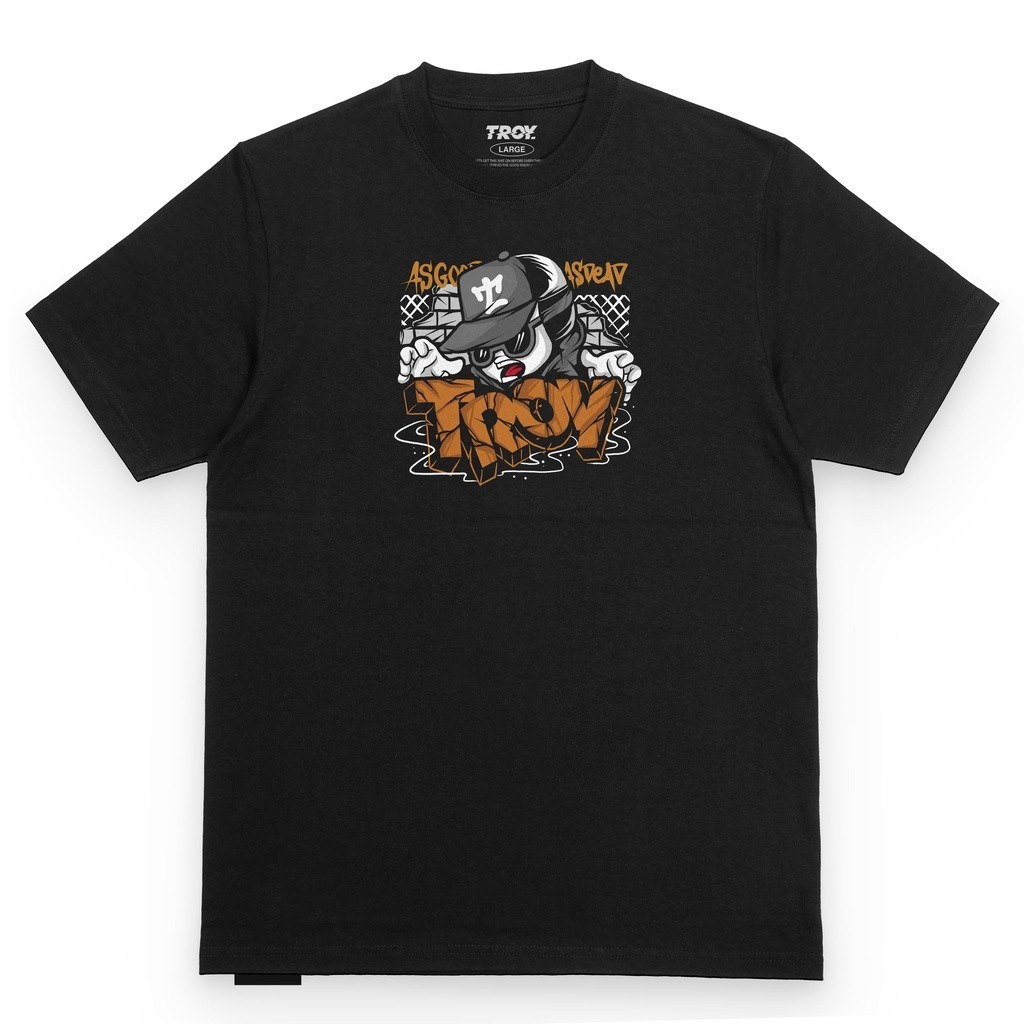 Troy Company Tshirt Black Hipster Hip Hop - Kaos Pria Hitam Lengan Pendek MTD 2164