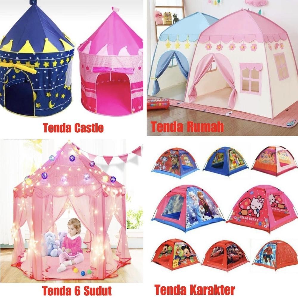 Diskon Gede Tenda Anak Karakter Anak / Camp Tent Cars Hello Kitty Frozen Mickey Paw Patrol Spiderman