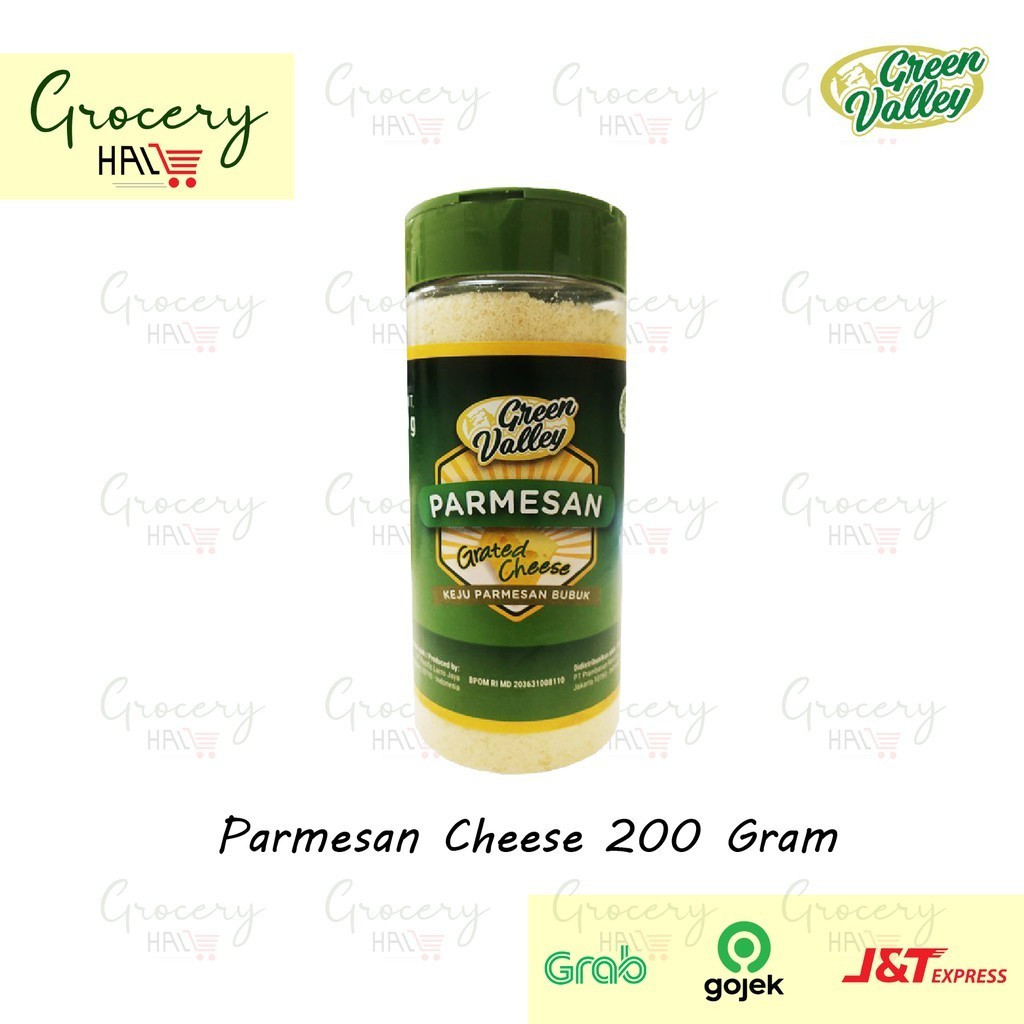 

GREEN VALLEY PARMESAN GRATED PARMESAN CHEESE 200 GRAM ( KEJU PARMESAN BUBUK )