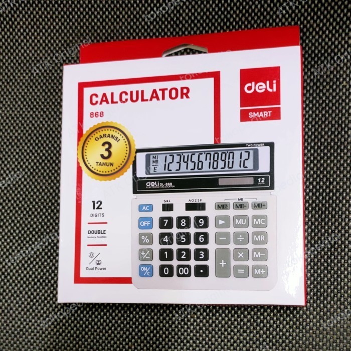 

CALCULATOR DELI 868 ORIGINAL. GARANSI 3 TAHUN